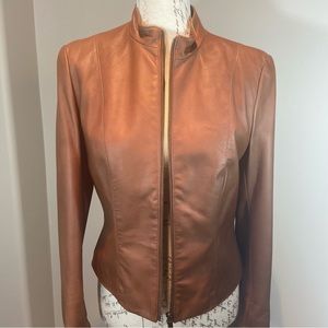Danier Caramel Colour Genuine Leather Moto Jacket Size Small
